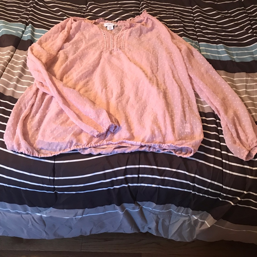 Pink Sheer Long Sleeved Top